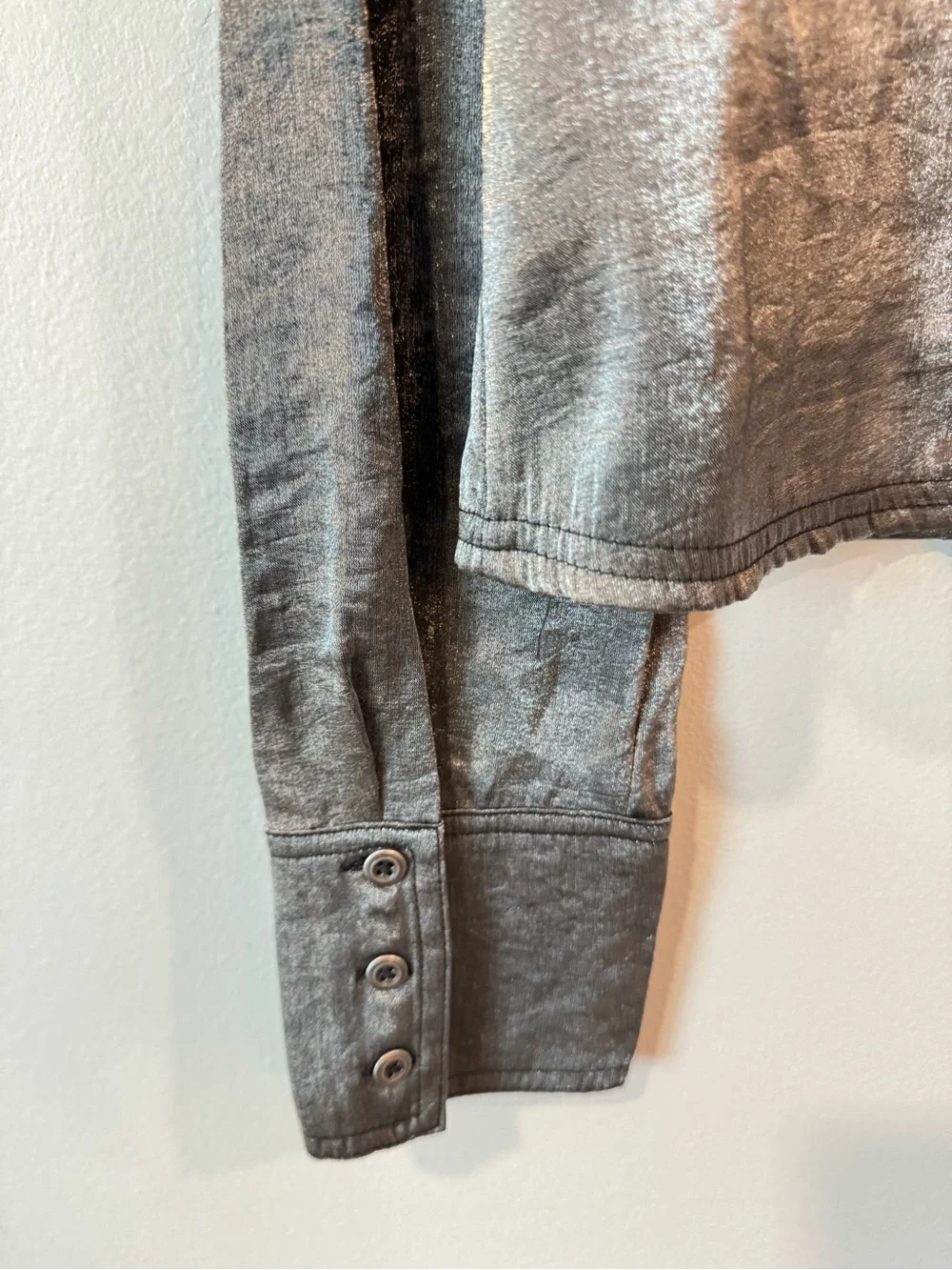 Pilcro From Anthropologie Shimmery Charcoal Button-Up Blouse Sz M